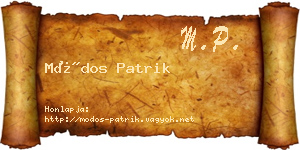 Módos Patrik névjegykártya